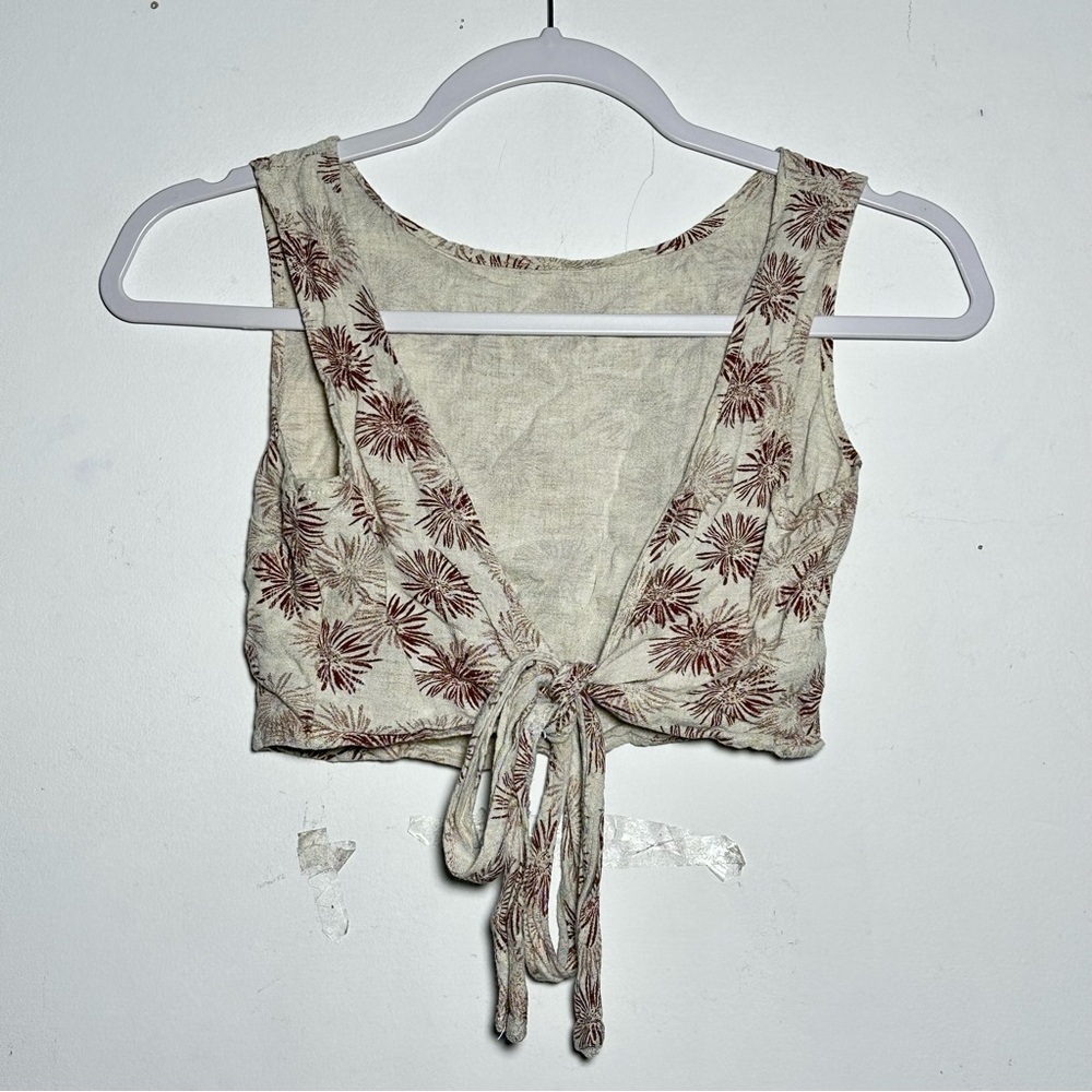 SHEIN Boho Floral Tie Back Crop Top Sleeveless Knit Small S US 4 - Picture 3 of 6